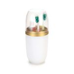 Porta_Escovas_E_Pasta_Com_Tampa_Transparente_Plástico_Branco_Dourado_500ml_Ref.1971_Arthi
