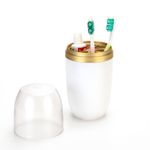 Porta_Escovas_E_Pasta_Com_Tampa_Transparente_Plástico_Branco_Dourado_500ml_Ref.1971_Arthi
