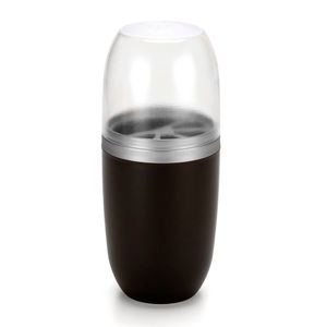 Porta Escovas E Pasta Com Tampa Transparente Plástico Preto Cromado 500ml 8050 - Arthi