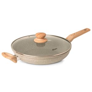 Frigideira Wok Com Tampa Revestimento Cerâmico E Indução Alumínio Cinza Claro 30cm 13860402 - Oster Home