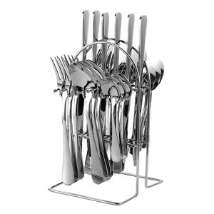 Jogo Talheres Com Suporte Aço Inox 24 Peças 13x12,5x23,5cm CK7044 - Clink