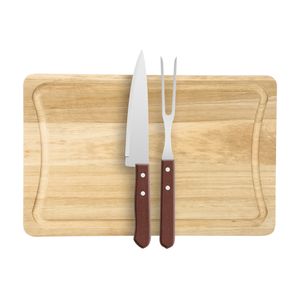Kit Churrasco Slim Tábua, Garfo E Faca Madeira Aço Inox 3 Peças 343 - Stolf