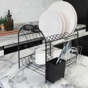 Escorredor de Louças Compacto Duplo Aço Carbono Preto 1540BL - Stolf