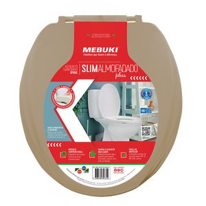 Assento Sanitário Oval Slim Almofadado Plus Plástico Areia 10400387 - Mebuki