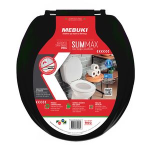 Assento Sanitário Oval Slim Max Plástico Preto 10400324 - Mebuki