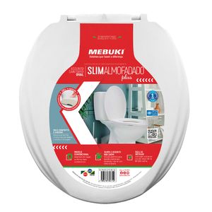 Assento Sanitário Oval Slim Almofadado Plus Plástico Branco 10400385 - Mebuki