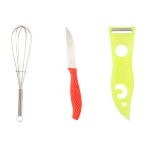 Kit Utensílios Batedor, Faca E Faca Legumes Plástico Pp E Inox 3 Peças LM2109 - honeyhome