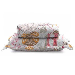 Kit Colcha Solteiro Evolution Patchwork Poliéster Cogumelos 2 Peças 160x230cm 112578028705 - Camesa