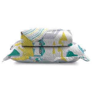 Kit Colcha Solteiro Evolution Patchwork Poliéster Dinos 2 Peças 160x230cm 112578028702 - Camesa