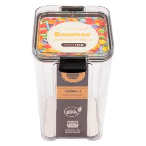 Pote Hermético Plástico 1300ml 10,2x11,2x17,7cm LM2373 - honeyhome