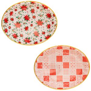 Bandeja Oval G Natal Melamina Plástico Pp Sortida 39,8x31,5x3,8cm B0372 - bee