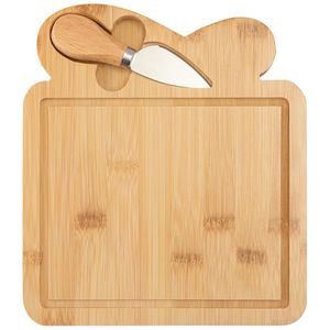 Conjunto Tábua E Faca Para Queijo Retangular Sulco Futuro Bambu Inox 410 2 Peças 20x23x1,4cm LM1786 - honeyhome