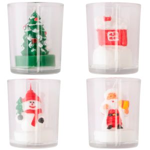 Mini Vela Natal com Copo de Vidro Cera Sortida 5x6cm LM2407NTL - honeyhome