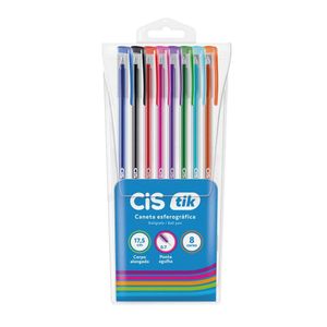 Caneta Esferográfica Tik 0.7mm 8 Cores 57727 - Cis