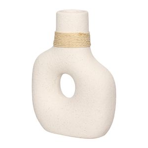 Vaso Mikonos Circular Cerâmica Branco 12x17cm VASO085 - Hauskraft