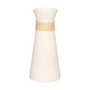 Vaso Mikonos Funil Cerâmica Branco 10x22cm VASO087 - Hauskraft