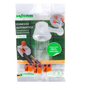 Conector de Emenda Para Chuveiro 2 Pólos 3 Unidades - Wago
