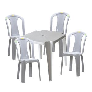 Kit com Mesa Octógono e 4 Cadeiras Tabatinga Sem Braço Plástica Branca - Plastex