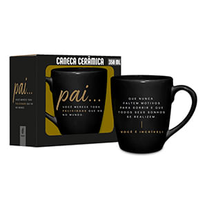 Caneca Cerâmica Prime Temas 350ml Pai Toda Felicidade 14179 - Brasfoot