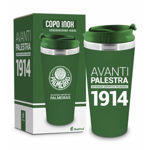 Copo Térmico Denver Plástico Emborrachado Palmeiras 450ml 12564 - Brasfoot