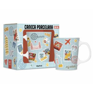 Caneca Porcelana Premium 260ml Viagens 14148 - Brasfoot