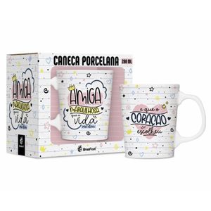 Caneca Porcelana Premium 260ml Amiga Maravilhosa 14152 - Brasfoot