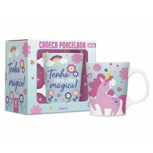 Caneca Porcelana Premium 260ml Um Dia Mágico 14147 - Brasfoot