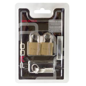 Cadeado Latão 20mm Blister Com 2 Peças 4 Chaves Iguais 51005513 - Pado