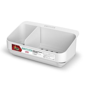 Porta Detergente E Esponja Utti Plástico Branco 8,1x20x10,6cm OR45910 - Ordene