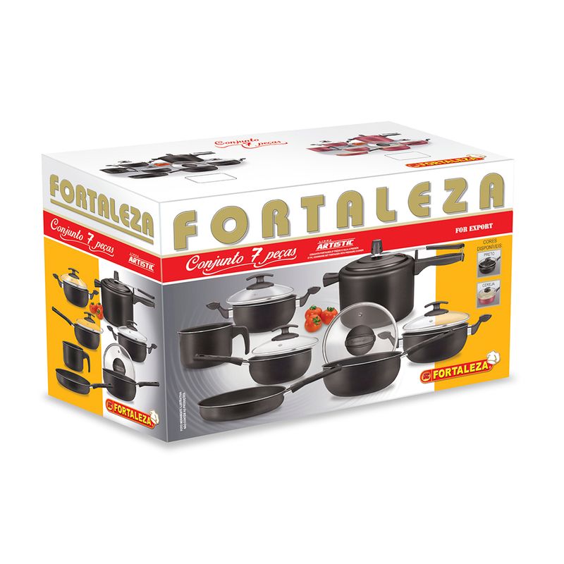 Conjunto de Panelas Artistic Black Com Panela de Pressão Maleta 7