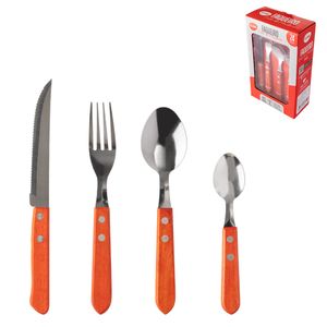 Faqueiro 24 Peças Inox Cabo Plástico Cor Madeira CK5804 - Clink