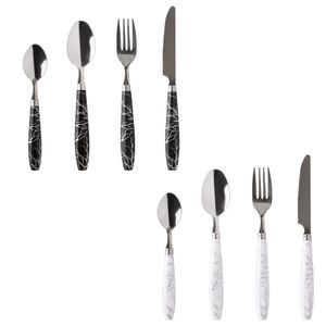Jogo de Talheres Marble Aço Inox Cabo Plástico Marmorizado Sortido 24 Peças CK5815 - Clink