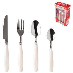 Faqueiro 24 Peças Roma Inox E Cabo Plástico Branco CK5839 - Clink