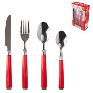 Faqueiro 24 Peças Siena Inox Cabo Plástico Vermelho CK5848 - Clink