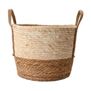 Cesto Ambiente M Com Alça Plástico E Palha Bicolor 35x35x30cm LM3038AMB - honeyhome