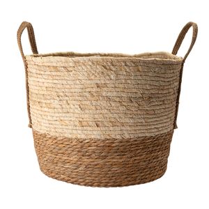 Cesto Ambiente G Com Alça Plástico E Palha Bicolor 39x39x35cm LM3037AMB - honeyhome