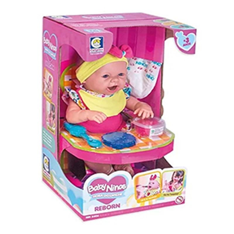 Boneca Reborn Hora do Lanche Baby Ninos 2406 Cotiplás lojasmel