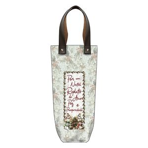 Sacola Porta Vinho Tecido Alça de Couro Bonecos de Neve PVN1071 - Nsw