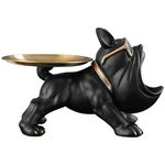 Estatueta_Cachorro_de_Óculos_Com_Bandeja_Resina_E_Aço_Inox_Preto_27x16x19cm_Ref.LM2857_honeyhome