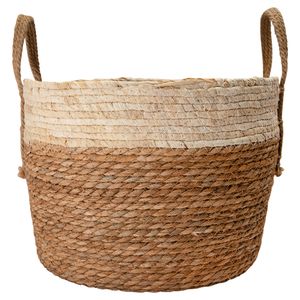 Cesto Ambiente G Com Alça Palha E Caule de Taboa 38x38x26cm LM3031AMB - honeyhome