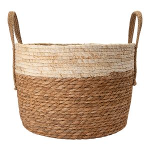 Cesto Ambiente M Com Alça Palha E Caule de Taboa 33x33x28cm LM3032AMB - honeyhome