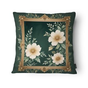 Capa Almofada Floral FL2453 Microfibra Fundo Verde 43x43cm FL2453 - Tuti Gottô