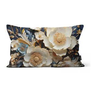 Capa Almofada Rinzeira Floresta Viva IA242630 Veludo Fundo Azul 30x50cm IA242630 - Tuti Gottô