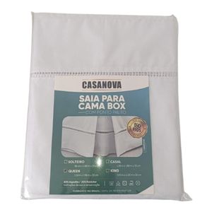 Saia Para Cama Box Queen Ponto Palito Micropercal Branca 908 - Casanova