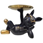 Estatueta_Cachorro_de_Óculos_Deitado_Com_Bandeja_Resina_Aço_Inox_Preto_E_Douraddo_26x17x18,5cm_Ref.LM2843_honeyhome