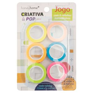 Jogo 6 Rolinhos Autoadesivos Sortidos 15mmx5m LM2604PAP - honeyhome