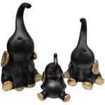 Kit_Estatuetas_Elefantes_Resina_Preto_E_Dourado_3_Peças_Ref.LM2853_honeyhome