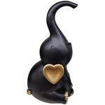 Kit_Estatuetas_Elefantes_Resina_Preto_E_Dourado_3_Peças_Ref.LM2853_honeyhome