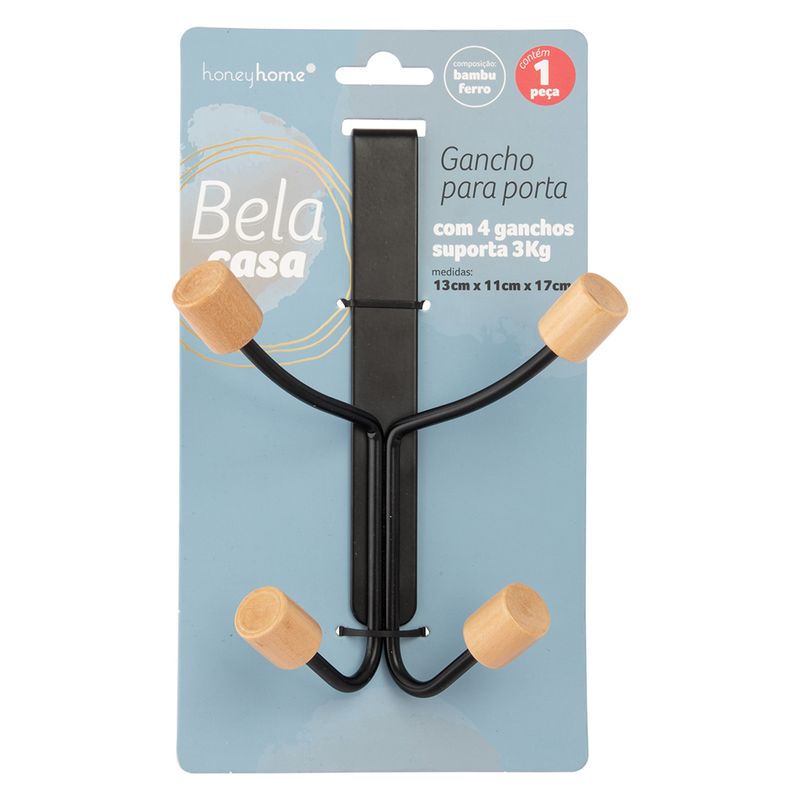 Gancho_Para_Porta_Com_4_Ganchos_Suporta_Ate_3kg_Bambu_E_Ferro_Preto_13x11x27cm_Ref.LM2382BEL_honeyhome