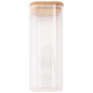 Pote Hermético Quadrado Futuro Com Tampa Vidro E Bambu 1500ml 10x10x25cm LM2557FTO - honeyhome